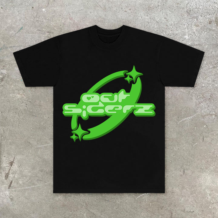 Camiseta de manga corta holgada con estampado de marca de moda informal y moderna