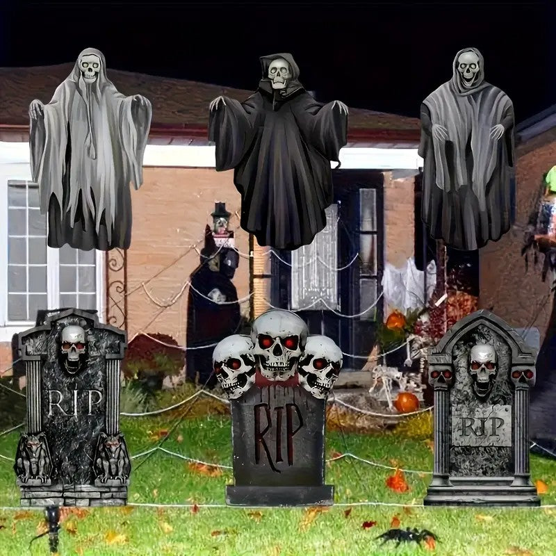 6pcs Halloween Grave Marker Set - Spooky Garden and Haunted House Decorations