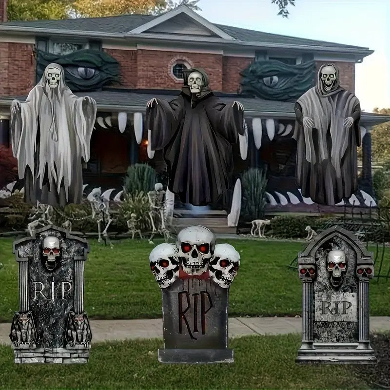 6pcs Halloween Grave Marker Set - Spooky Garden and Haunted House Decorations