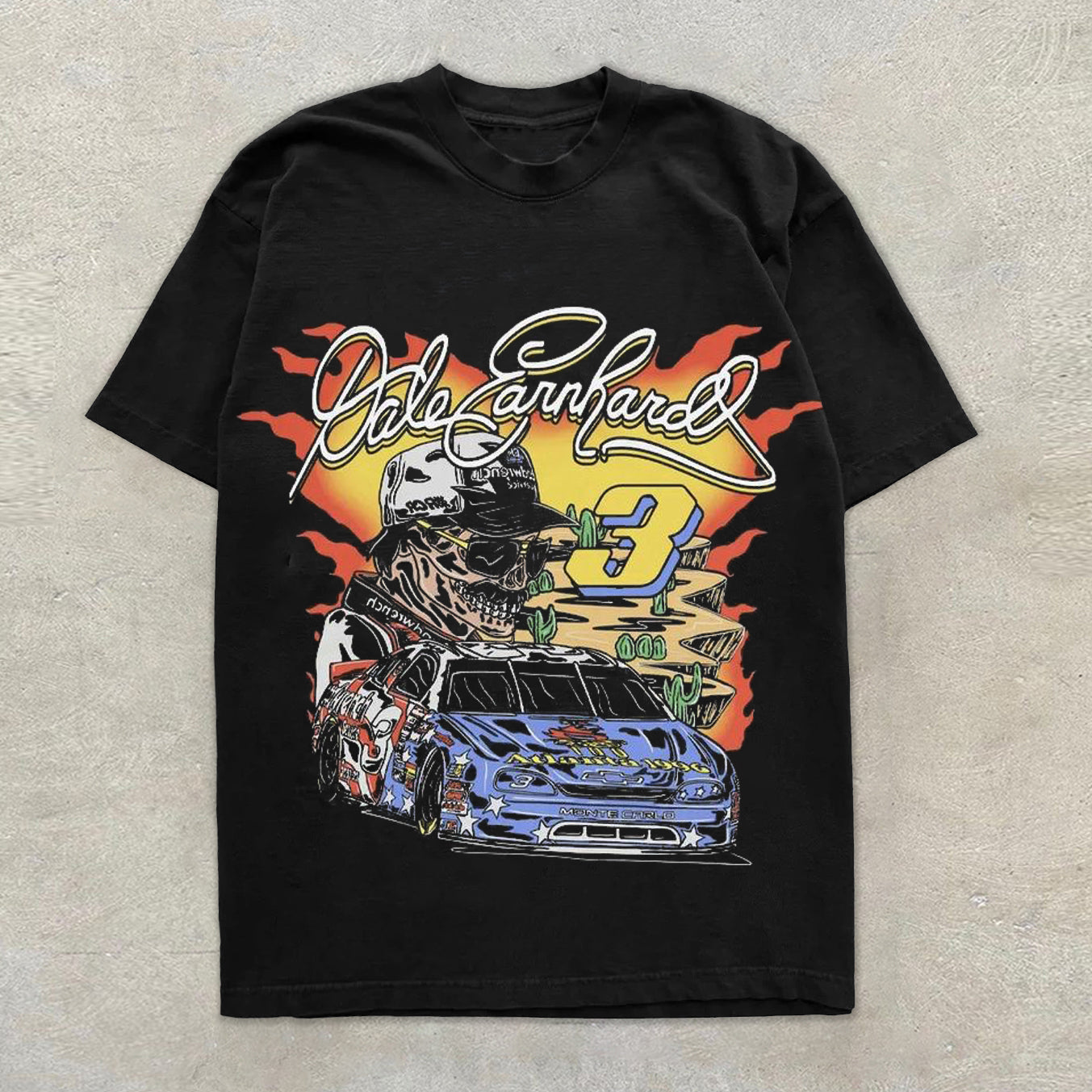 Camiseta holgada de cuello redondo con estampado de personalidad de moda