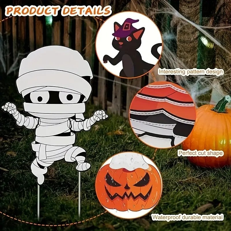 2D Flat Halloween Decoration Outdoor, 8pcs Halloween Yard Sign with Stakes
