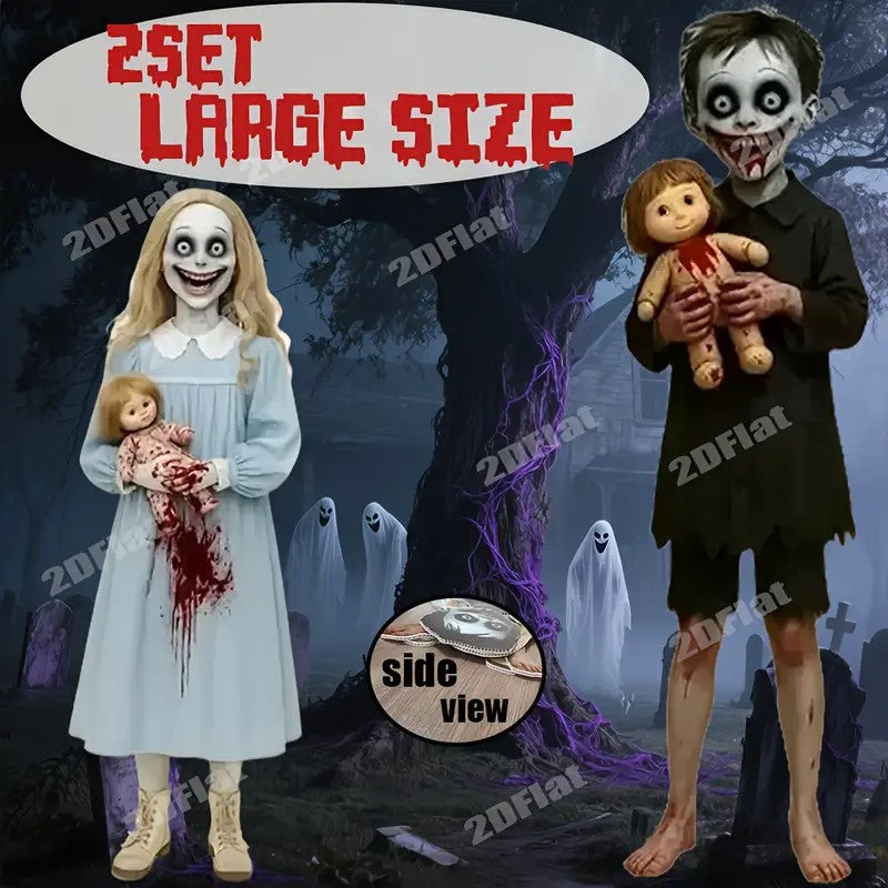 2D Flat Set of 2pcs Halloween Yard Decoration Floor Insert