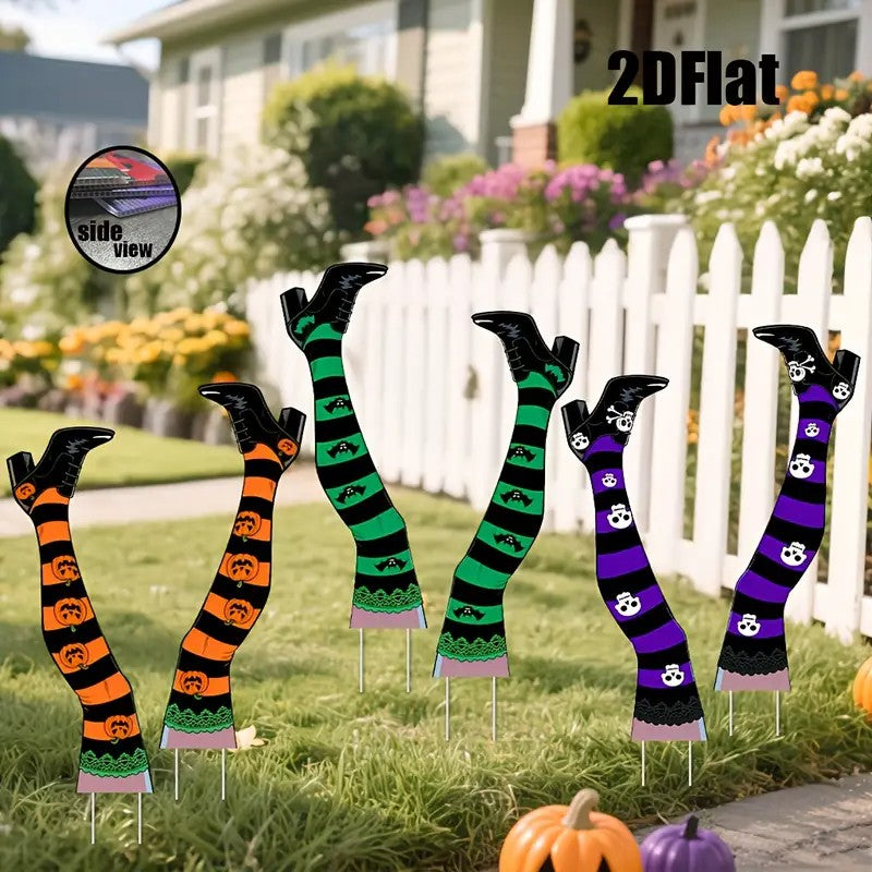 6pcs Halloween Witch Legs Garden Stakes