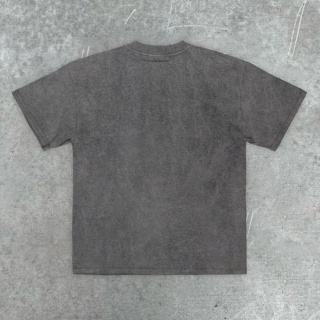 T-Shirt mit LA-Kreuz im Vintage-Waschungsstil