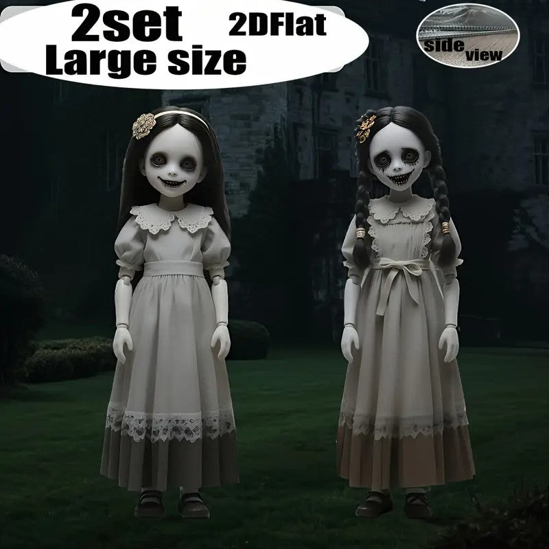 2D Flat 2 Large Scary Dolls Halloween Yard Decoration