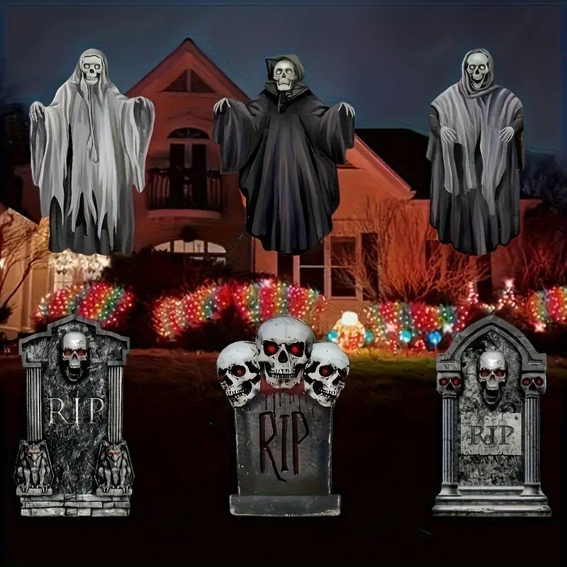 6pcs Halloween Grave Marker Set - Spooky Garden and Haunted House Decorations
