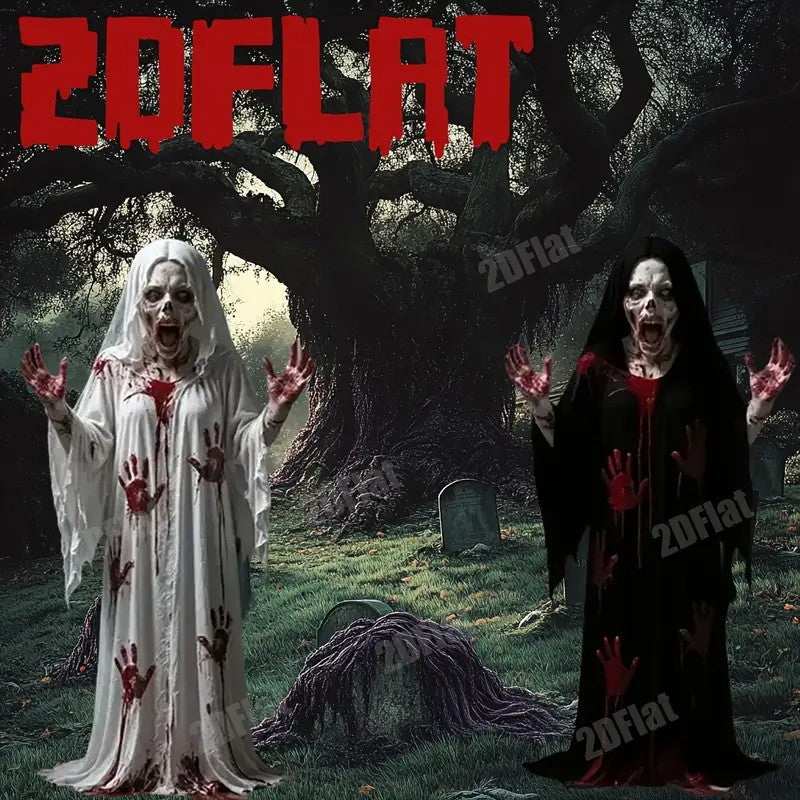 2D Flat 2pcs Large Halloween Yard Decoration Ground Stakes