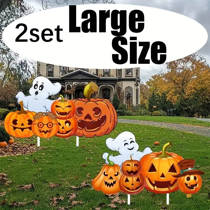 2D Flat 2pcs Set Large Size Halloween Yard Decoration Ground Stakes