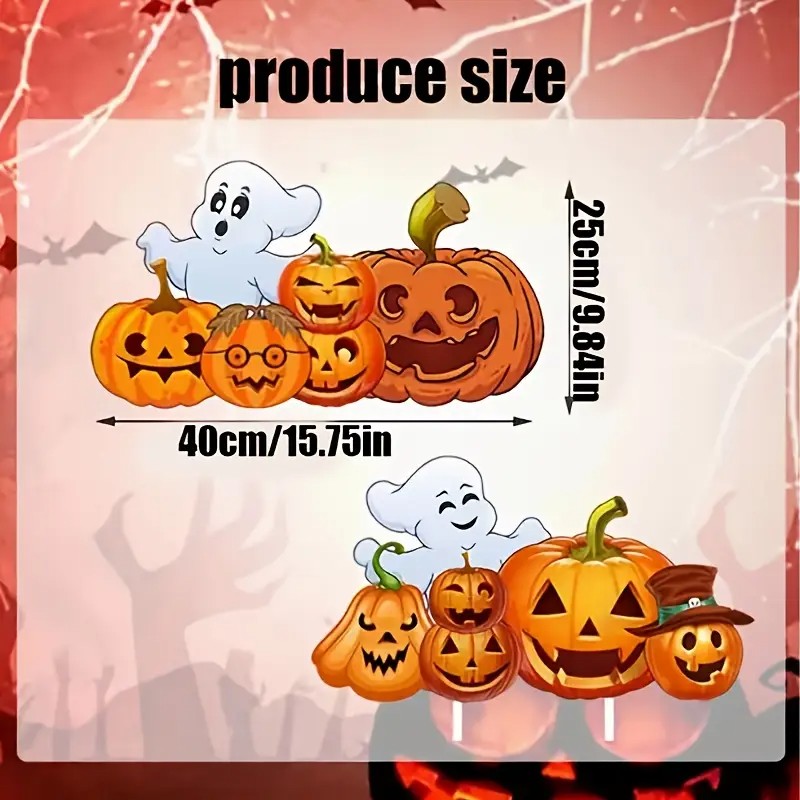 2D Flat 2pcs Set Large Size Halloween Yard Decoration Ground Stakes
