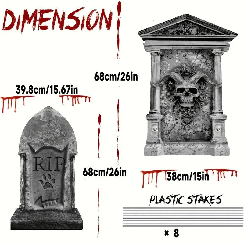 2D Flat Large Size Halloween Tombstone Cemetery Decoration Sign
