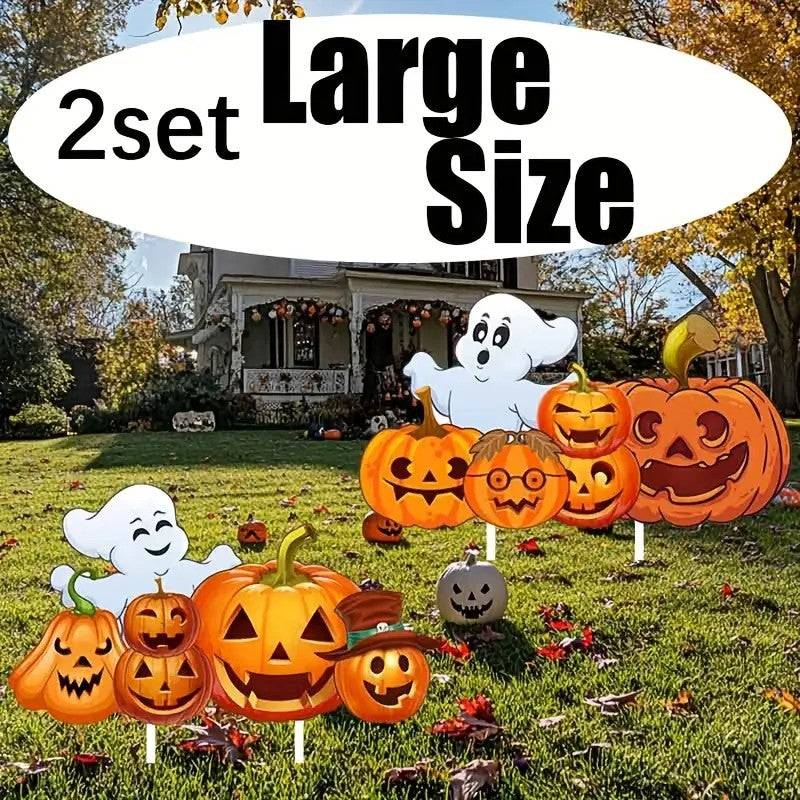 2D Flat 2pcs Set Large Size Halloween Yard Decoration Ground Stakes
