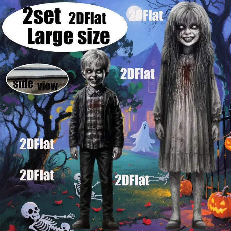 2pcs Halloween Courtyard Decoration Floor Insert, Halloween Horror Theme Decoration Floor Insert