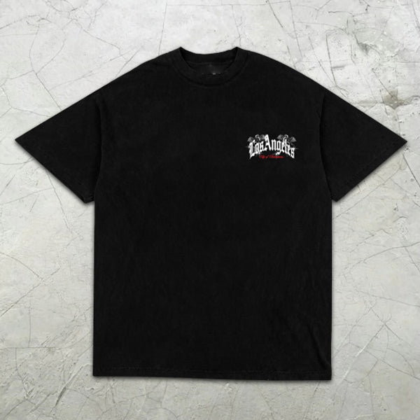 Camiseta de manga corta con estampado gráfico de eslogan de Los Ángeles