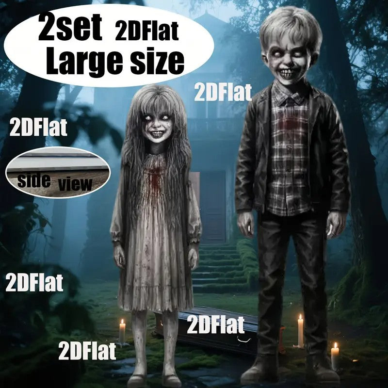 2pcs Halloween Courtyard Decoration Floor Insert, Halloween Horror Theme Decoration Floor Insert