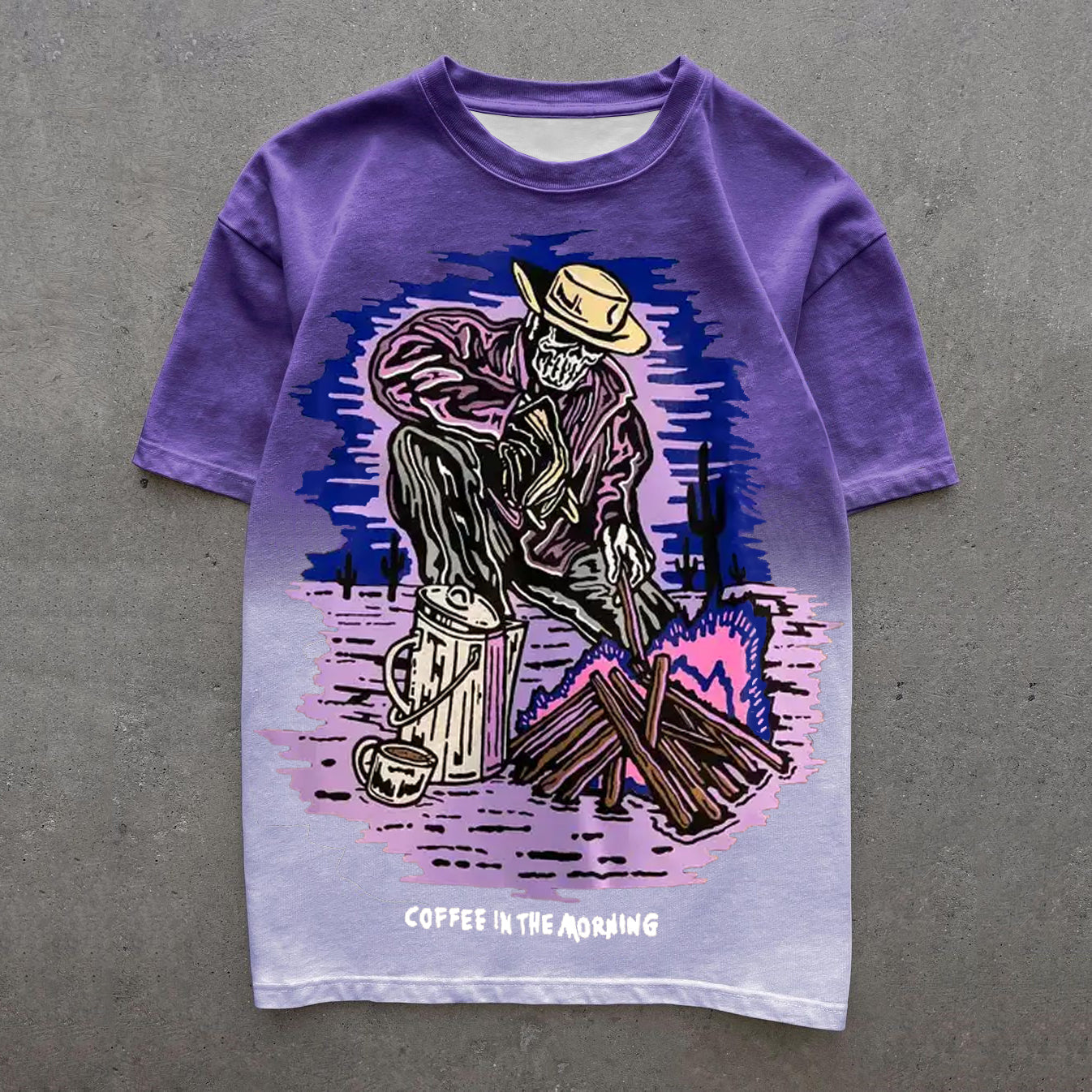 Camiseta de manga corta con estampado de café por la mañana