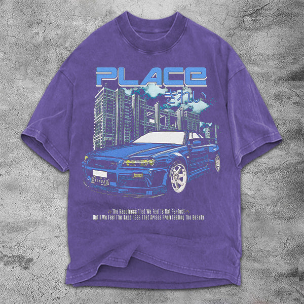 Camiseta de manga corta con estampado gráfico de carreras