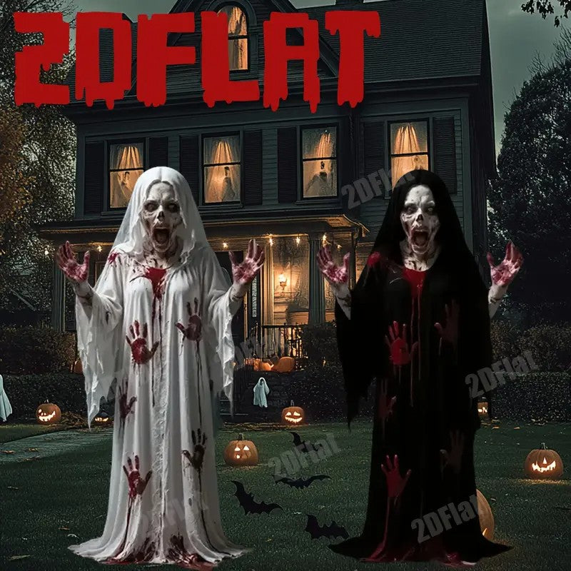 2D Flat 2pcs Large Halloween Yard Decoration Ground Stakes