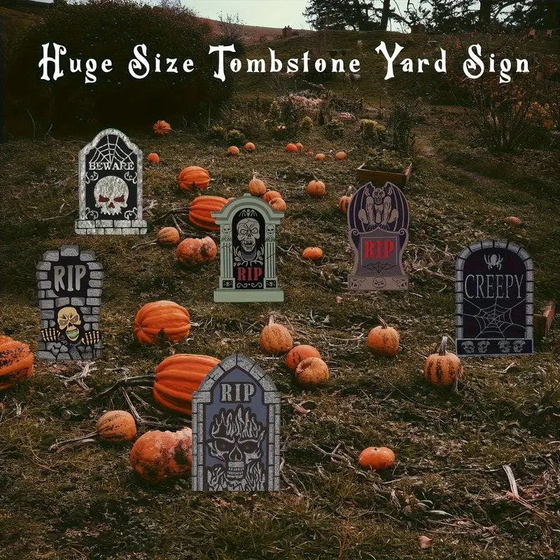 6pcs Halloween Cemetery Stake & Tombstone Yard Signs