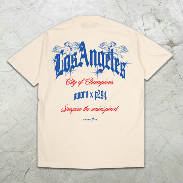 Camiseta de manga corta con estampado gráfico de eslogan de Los Ángeles