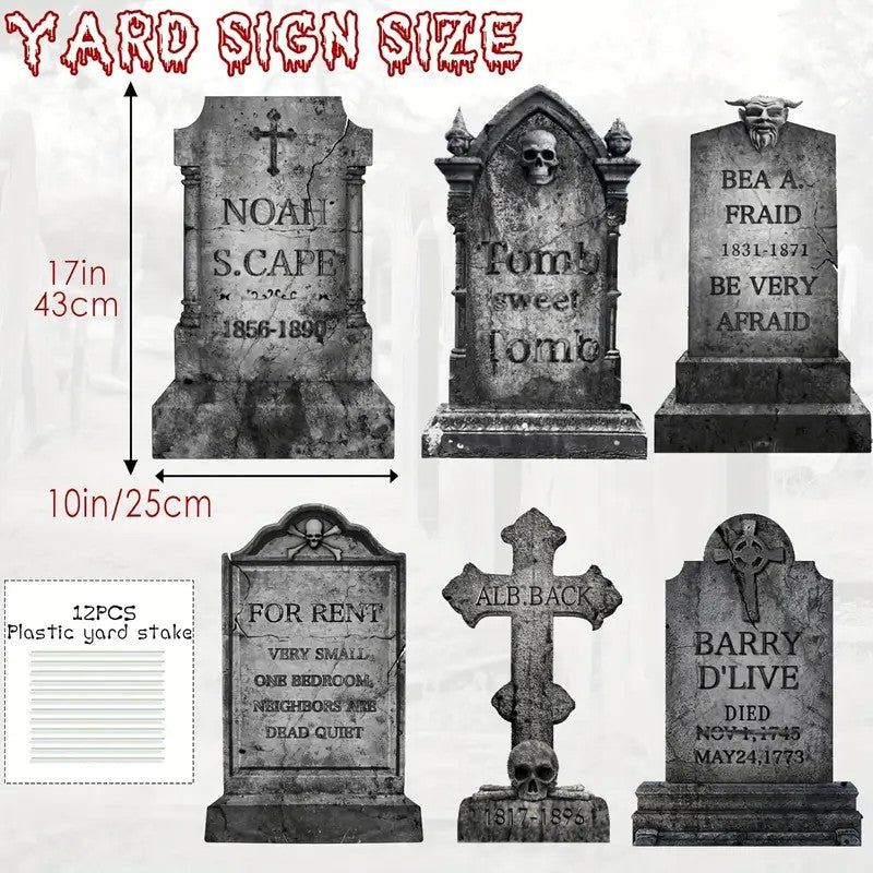 2D Flat Fun Halloween Cemetery Tombstone Props Yard Sign