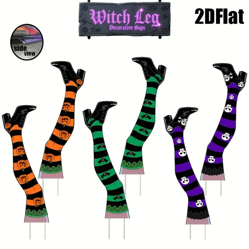 6pcs Halloween Witch Legs Garden Stakes