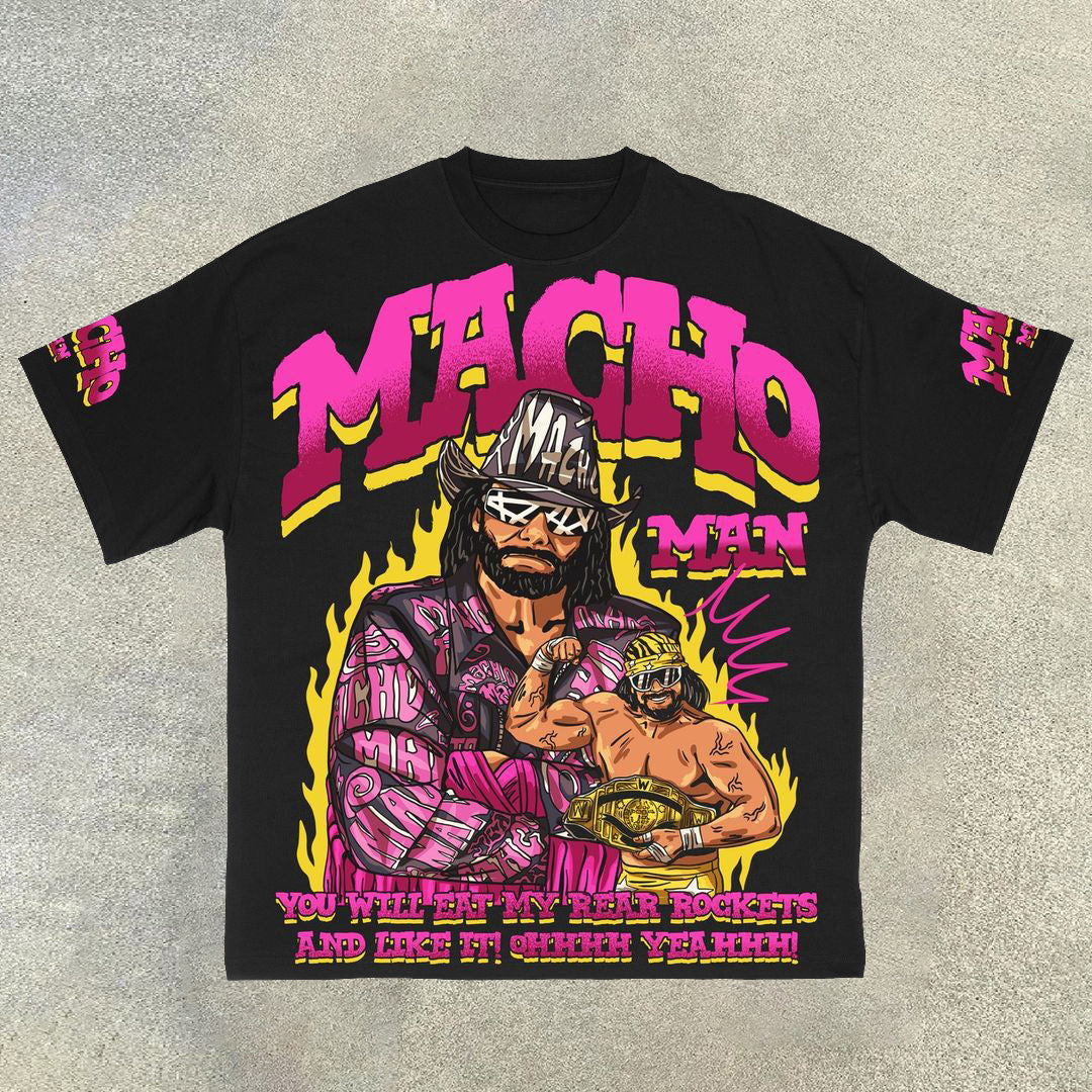 Camiseta casual con cinturón dorado de campeón de hombre
