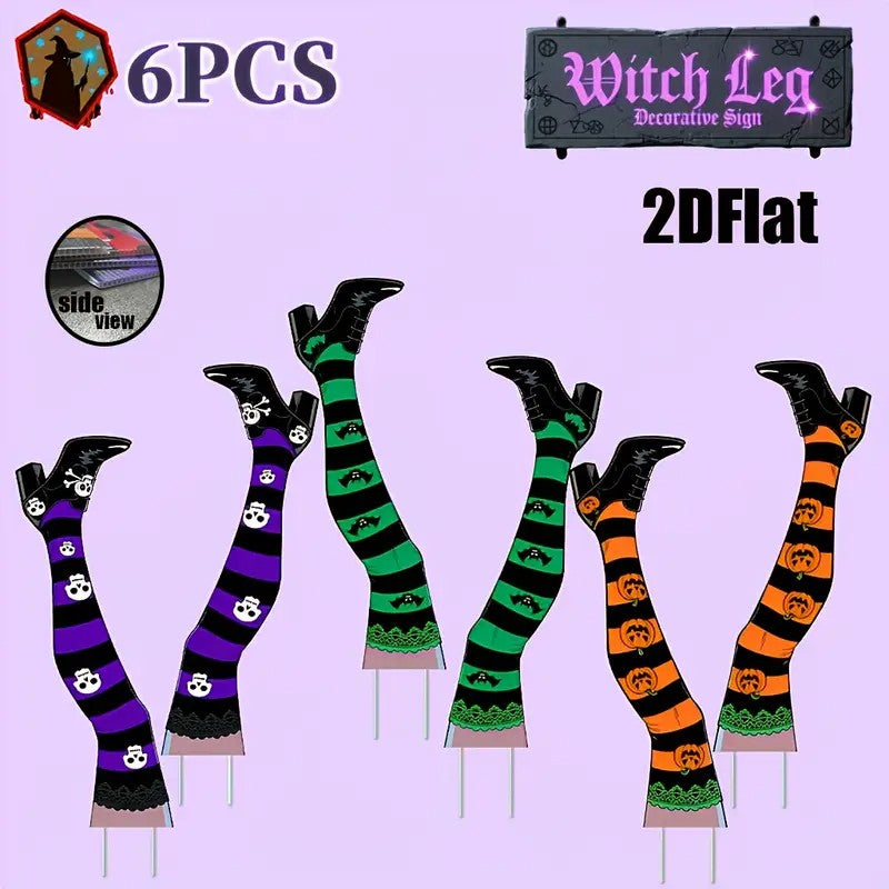 6pcs Halloween Witch Legs Garden Stakes