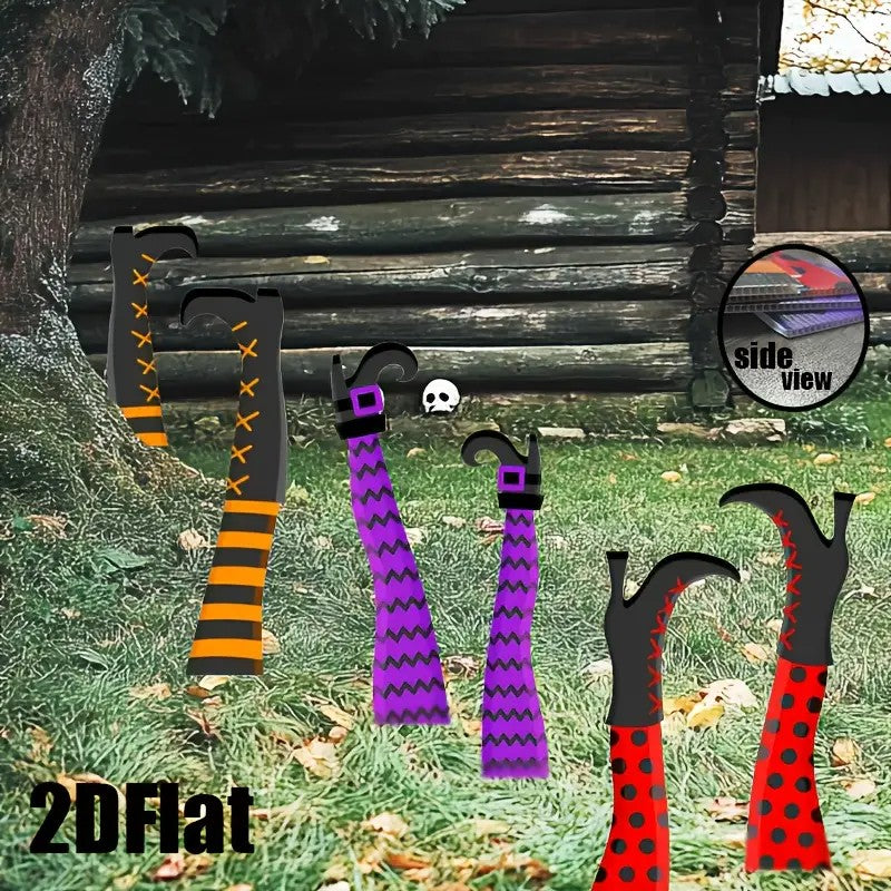 6pcs Halloween Witch Legs Yard Stakes