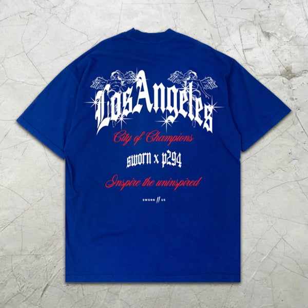 Camiseta de manga corta con estampado gráfico de eslogan de Los Ángeles
