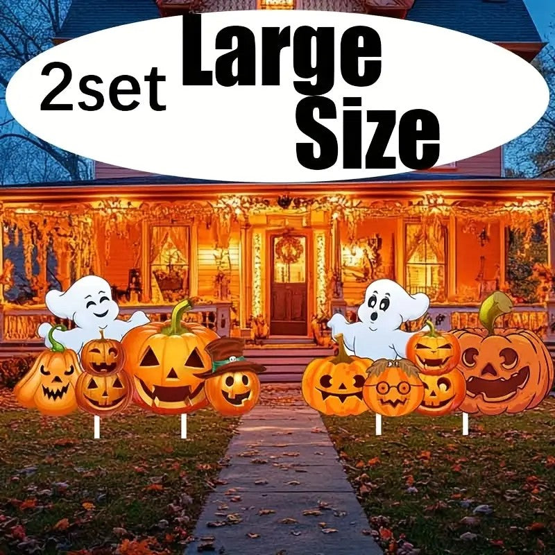 2D Flat 2pcs Set Large Size Halloween Yard Decoration Ground Stakes