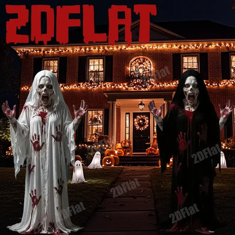 2D Flat 2pcs Large Halloween Yard Decoration Ground Stakes