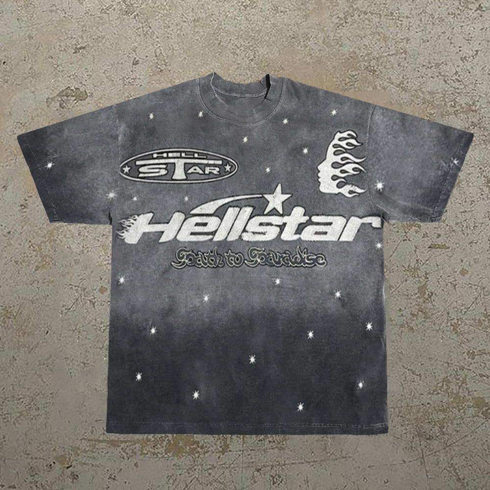 Camiseta de manga corta con estampado de degradado de moda