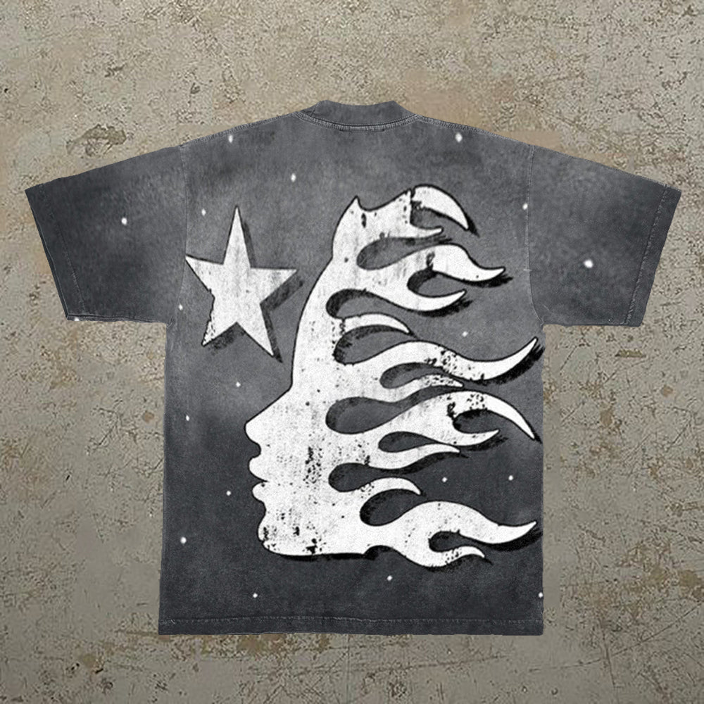 Camiseta de manga corta con estampado de degradado de moda