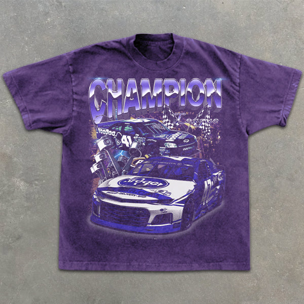 Camiseta de manga corta con estampado gráfico de carreras