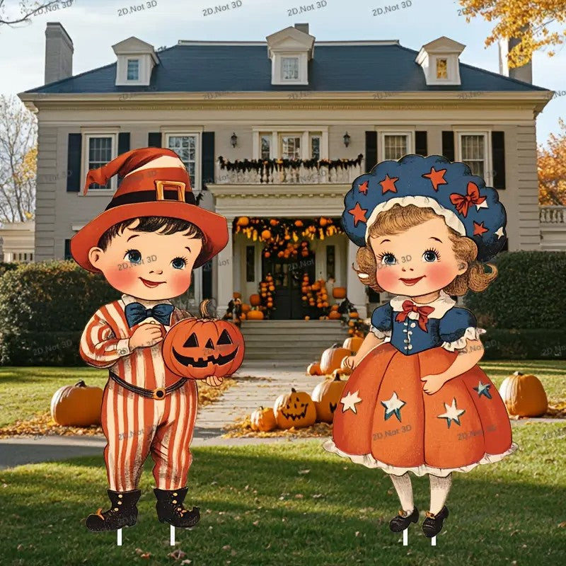 2pcs Large Size Halloween Boys And Girls Halloween Style Courtyard Plastic Signs