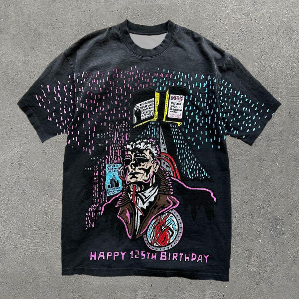 Camiseta de manga corta con estampado "Feliz 125 cumpleaños"