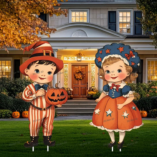 2pcs Large Size Halloween Boys And Girls Halloween Style Courtyard Plastic Signs