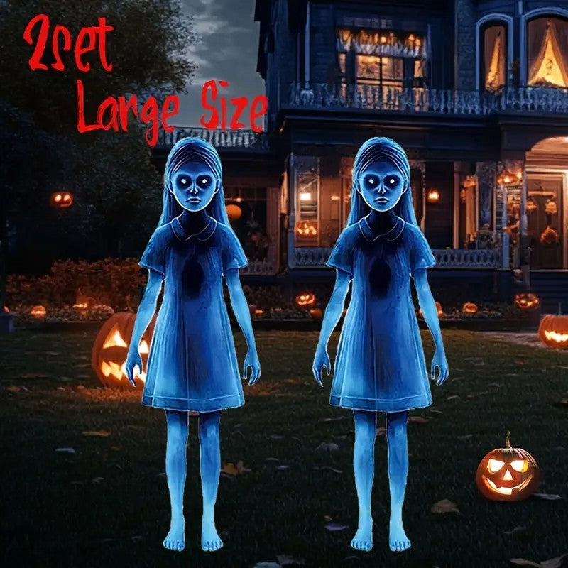 2 Sets Large Size Halloween Blue Little Devil Outdoor Garden Decoration Signs