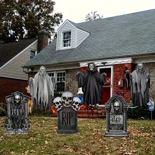 6pcs Halloween Grave Marker Set - Spooky Garden and Haunted House Decorations
