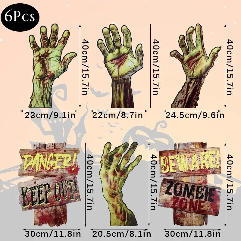 6pcs Halloween Pack Zombie Yard Signs