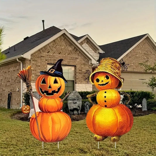 2pcs Halloween Large Size Pumpkin Yard Decoration Sign