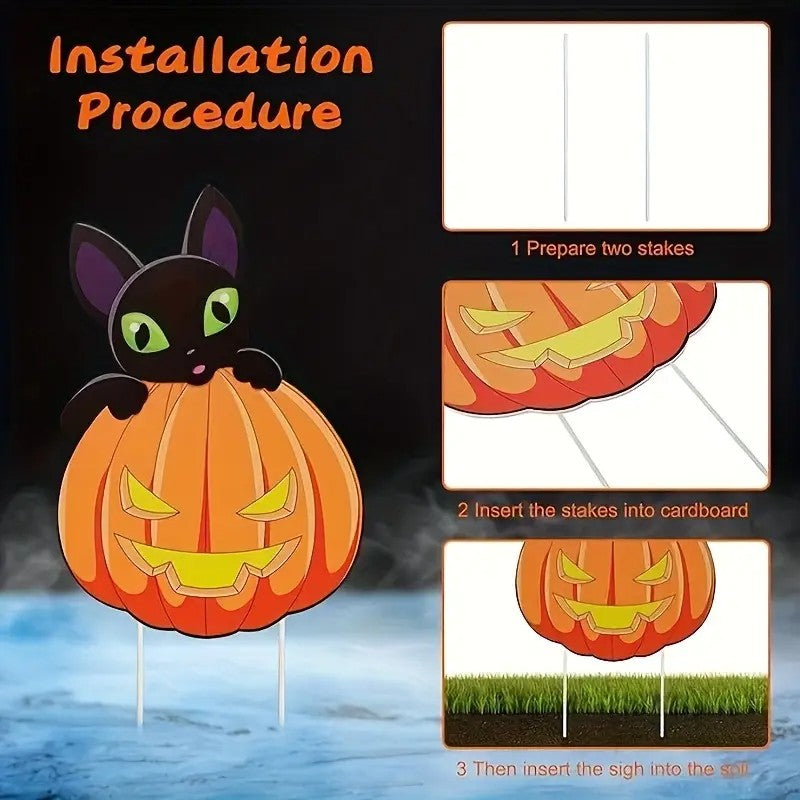 2D Flat Halloween Decoration Outdoor, 8pcs Halloween Yard Sign with Stakes