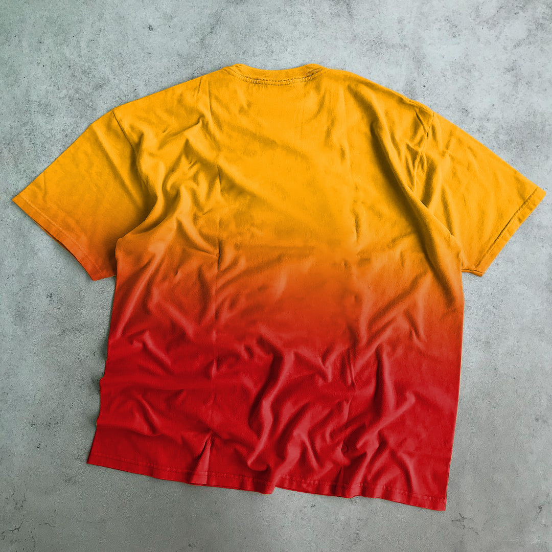 Camiseta de manga corta holgada con efecto tie-dye en contraste de colores
