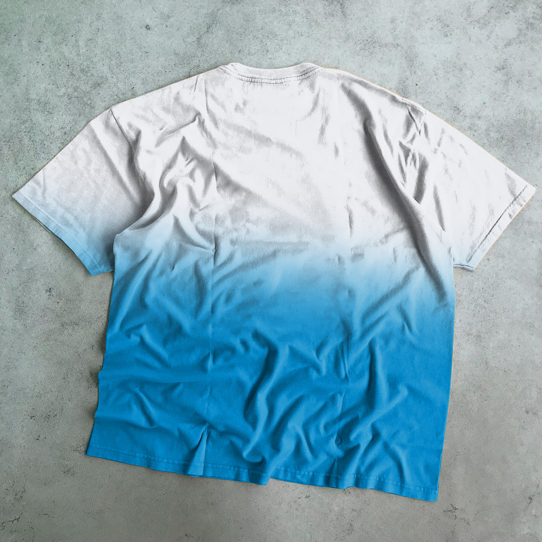Camiseta de manga corta holgada con efecto tie-dye en contraste de colores
