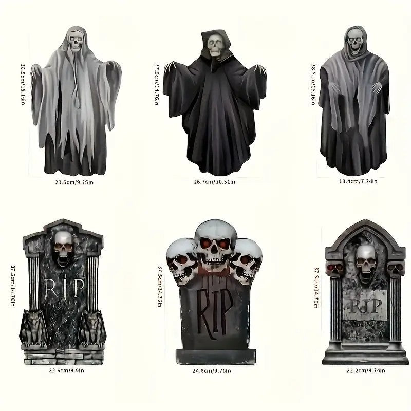 6pcs Halloween Grave Marker Set - Spooky Garden and Haunted House Decorations