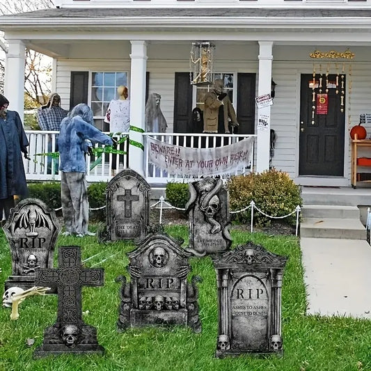 [2D Flat] Vintage Halloween Tombstone Yard Signs