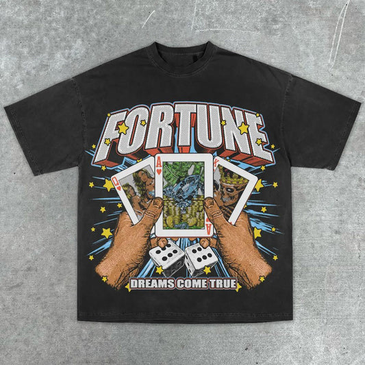 Camiseta de manga corta holgada con estilo callejero retro y gráfico de personalidad