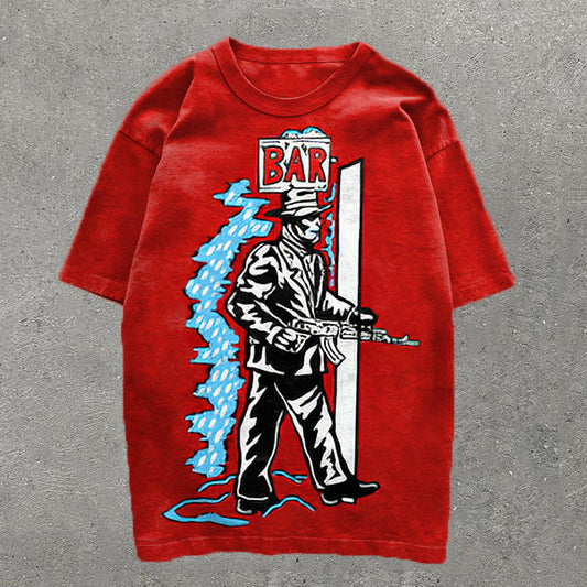 Camiseta informal de manga corta con estampado de calavera
