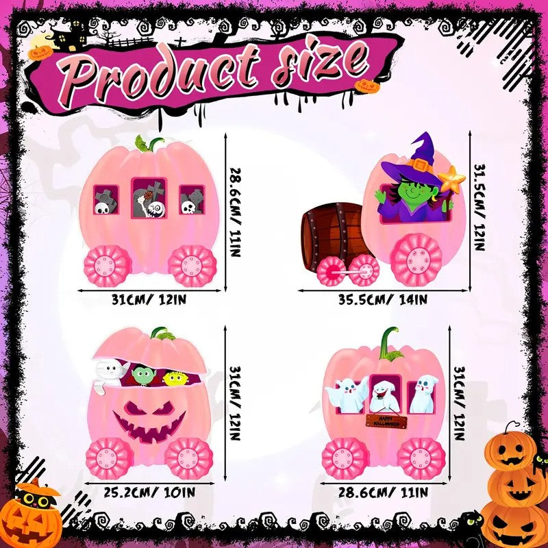 4pcs APUNGA Halloween Pumpkin Train & Skeleton Yard Signs
