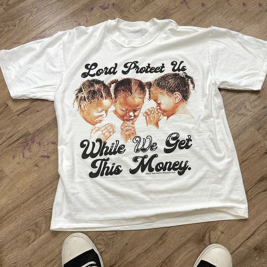 Camiseta de manga corta con cuello redondo y estampado llamativo
